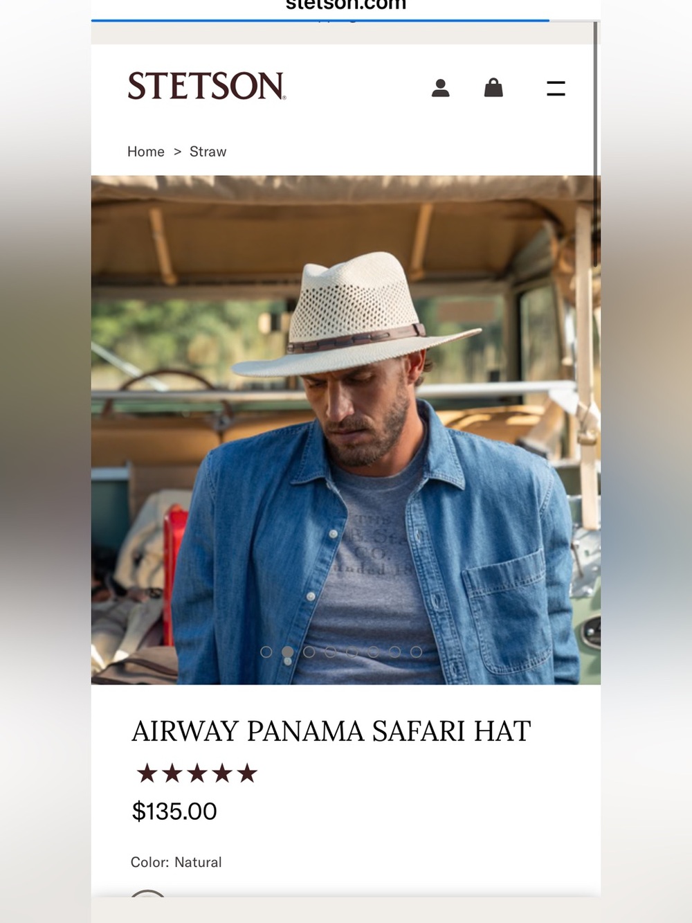 Airway Panama Safari Hat in Natural with Brown Band